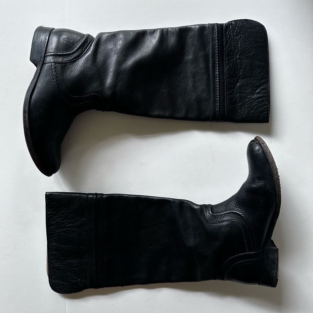Frye Melissa Trapunto Riding Boot Black Leather 7.5
